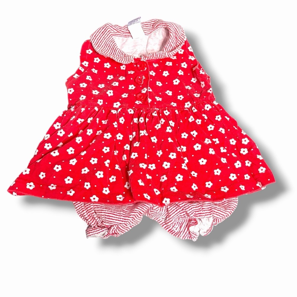 Vintage Girls Circo Size 12 Months Vintage Bloomers Set Floral Red Ruffle